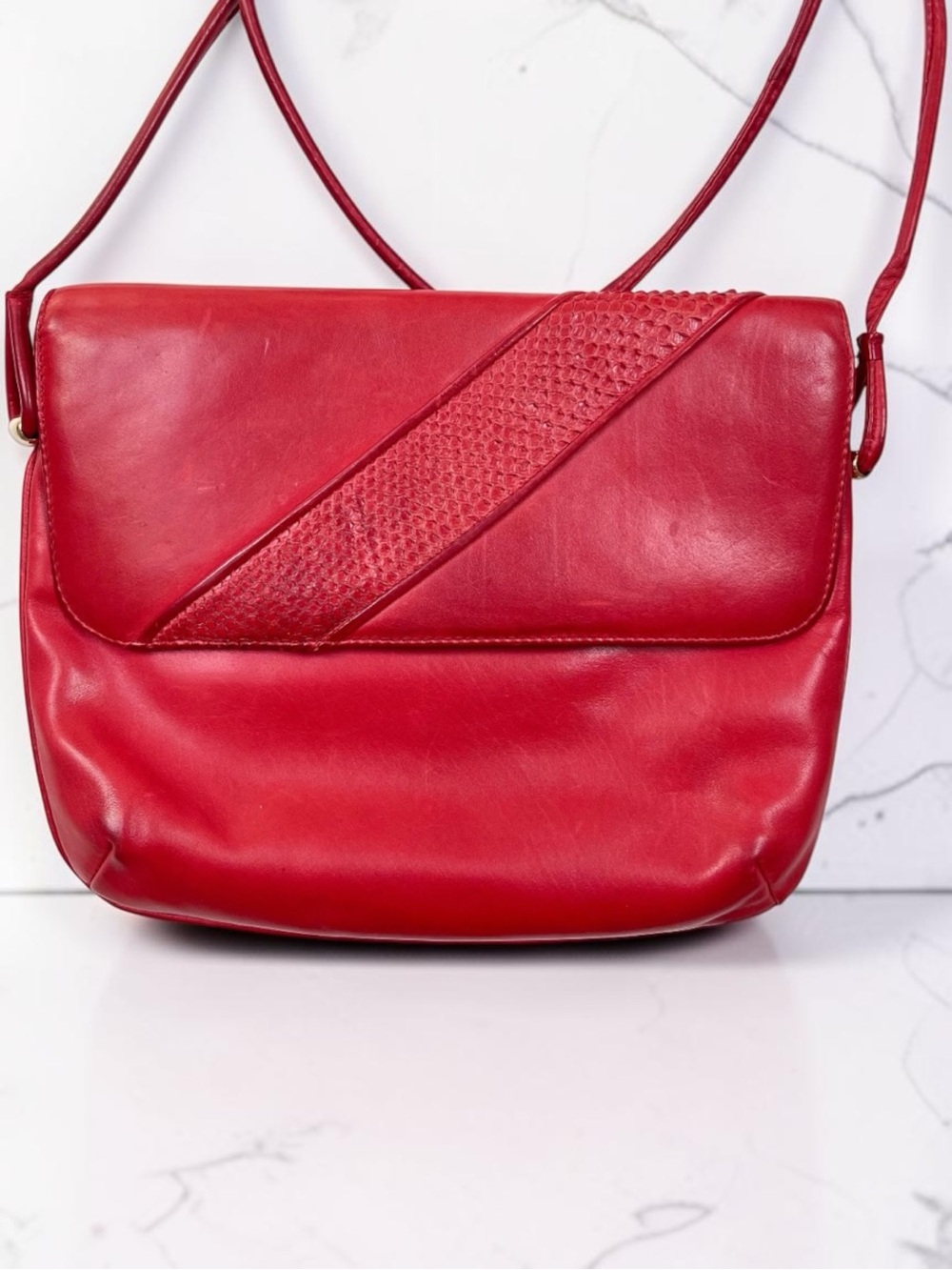 Kurt Geiger RARE 80's Red Leather and Snakeskin Crossbody Bag